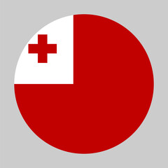 Flag of Tonga in circular shape with accurate proportions and official colors. Representing national identity and patriotism