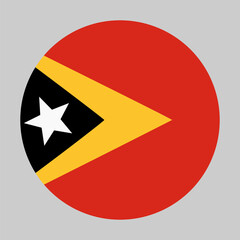 Flag of Timor Leste in circular shape with accurate proportions and official colors. Representing national identity and patriotism