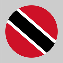 Flag of Trinidad and Tobago in circular shape with accurate proportions and official colors. Representing national identity and patriotism