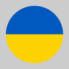 Flag of Ukraine in circular shape with accurate proportions and official colors. Representing national identity and patriotism. Designed for digital editing and high quality printing at any size.