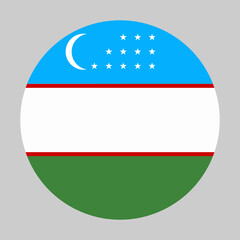 Flag of Uzbekistan in circular shape with accurate proportions and official colors. Representing national identity and patriotism. Designed for digital editing and high quality printing at any size.
