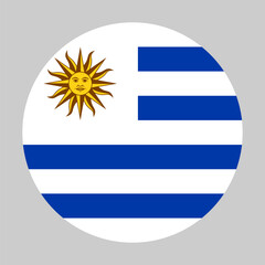 Flag of Uruguay in circular shape with accurate proportions and official colors. Representing national identity and patriotism.
