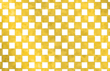 金色の市松模様の背景　水彩　和風