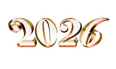 Happy lunar new year 2026 3d illustration isolated gold red glass letter