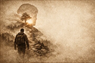 35 - Personal growth with rising mountain path