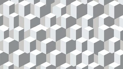 Fototapeta premium Abstract geometric 3d cubes background pattern seamless gray and white shapes modern wallpaper design light shade