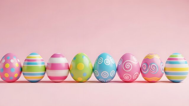 Easter eggs decorated in pastel colors for springtime celebration - Powered by Adobe