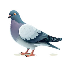 Playful Cartoon Pigeon Illustration on White
