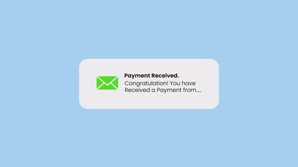 Payment Received notification appearing text animation isolated on blue background - Powered by Adobe