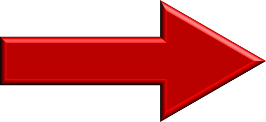 Bold red arrow icon pointing right with a glossy finish on a dark background