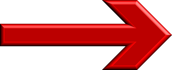 A glossy red arrow pointing right with a 3d effect on transparent background