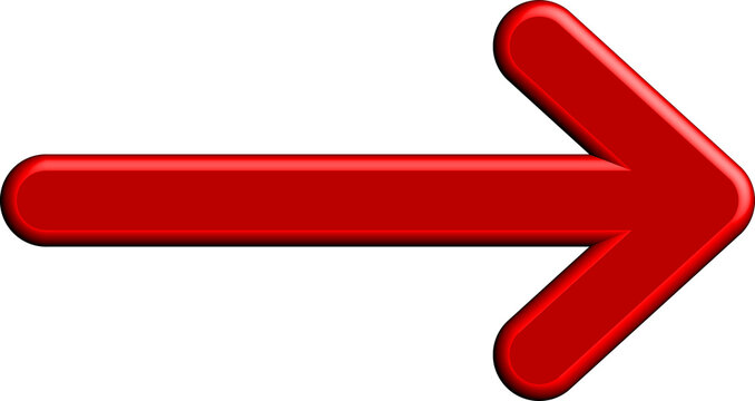 A glossy red arrow pointing to the right on transparent background