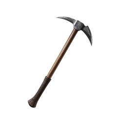 Tool With Curved Blade and Long Handle Used in Agriculture and Gardening Tasks