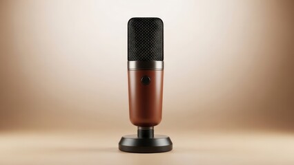 Sleek, studio-style microphone rendered against a warm, gradient backdrop