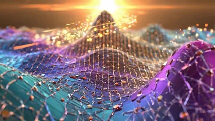 Abstract digital landscape with vibrant colors and intricate network connections, creating a futuristic atmosphere. - Powered by Adobe