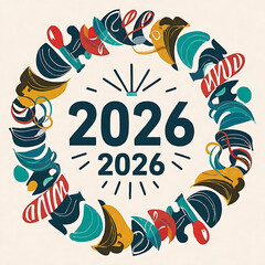 2026 new year. 2026 year logo. Happy New year 2026. Banner, poster, greeting card pf 2026 year