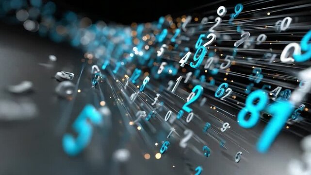 Data Stream: An abstract composition of dynamic data points cascading through space, symbolizing the ever-flowing stream of information, innovation, and technological advancement.