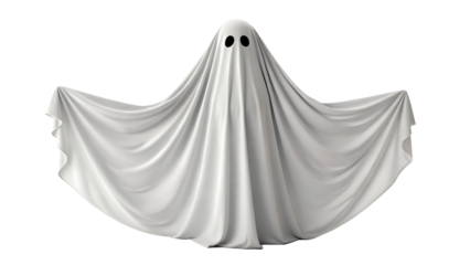 Photorealistic Halloween Ghost Decoration Isolated on White Background