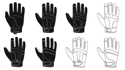Obraz premium Variety of hand protection black and white glove designs in illustration