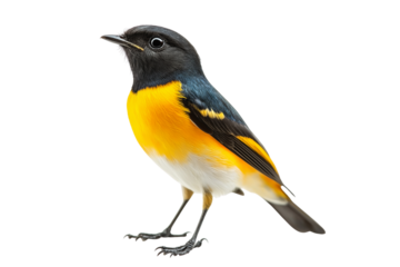 Narcissus Flycatcher Bird Isolated on Transparent Background