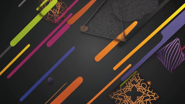 Vibrant Colored Pencils and Notebook on Dark Background with Decorative Elements