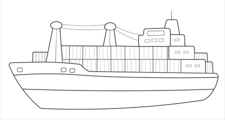 Obraz premium Cargo Ship Outline Coloring Page for Kids