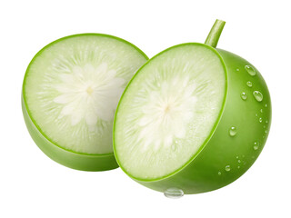 Fresh slice of green cucumber and ripe lime isolated on white background represent healthy organic food ingredients for a juicy vegetarian salad