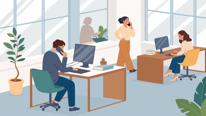 Fototapeta premium Professionals working diligently in a modern office space