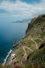 Fototapeta premium View of a coastal road in Madeira, Portugal. 