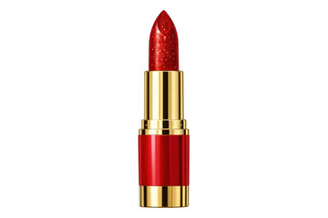 Red glitter lipstick in a radiant gold and red tube creating a glamorous makeup product for beauty and fashion