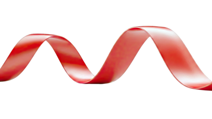 Red ribbon wave on white background