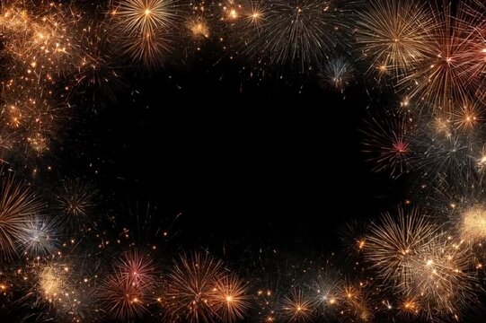 white background with firework border on top and bottom