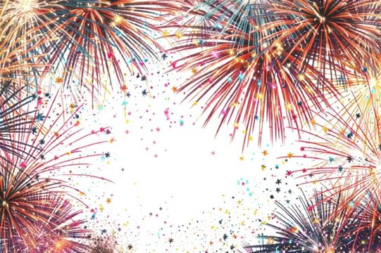 white background with firework border on top and bottom