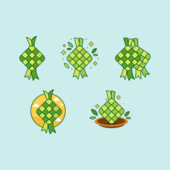 Set of Ketupat or Rice in Coconut Leaves