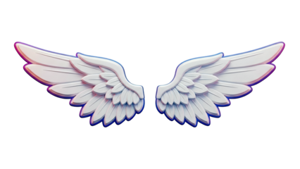 Stylized White Angel Wings with Gradient Edges