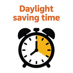 Daylight saving time concept with alarm clock  time change, vector illustration