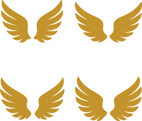 Set of golden wings transparent