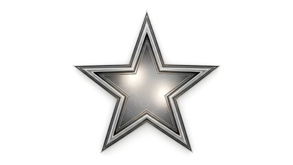 Obraz premium Realistic 3D star outline with metallic texture, isolated on white background. Rating and award concept.