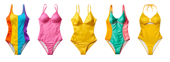 Beautiful multicolored swimsuit isolated on a transparent background

