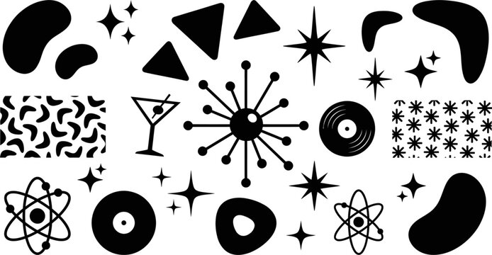 Retro atomic age design elements vector set