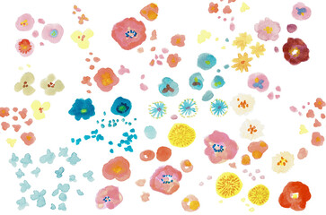 Naklejka premium 手描き水彩イラスト 可愛い花々