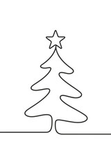 Obraz premium Minimalist Christmas Tree. Christmas Card Templates. Minimalistic one-line drawing Christmas tree