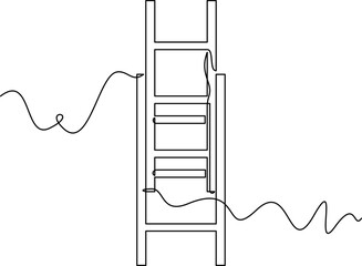one line art Fire Ladder vector illustration. line art, one continuous line, simple, hand drawn and sketch style. for icons, symbols, signs or logos. PNG © Ris_aris