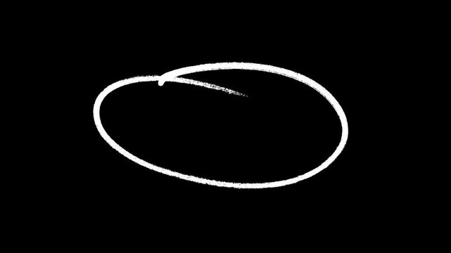 Simple white marker circle animation showing a hand drawn oval drawing for educational tutorials social media reels and corporate presentations to emphasize important information.
