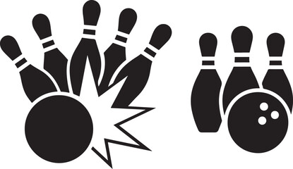 Bowling Strike and Spare Icon Set Vector Illustration