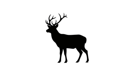 Obraz premium Deer silhouette with antlers vector illustration.