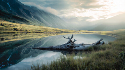 mountain landscape with lake