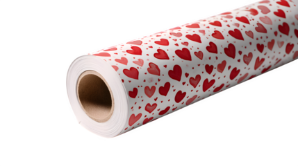 Heart pattern gift wrap roll isolated on transparent background