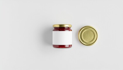 Strawberry Jam Jar Mockup with Blank Label