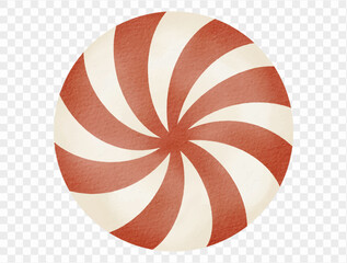 Watercolor peppermint swirl candy Christmas sweet illustration vector.